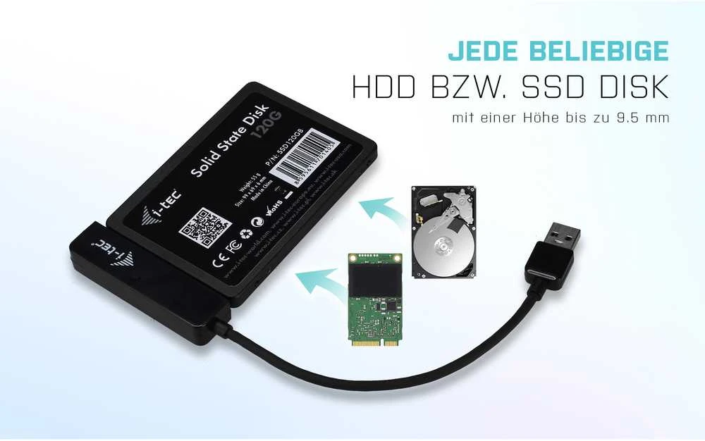 I-tec MYSAFEU313 saugojimo diskų korpusas 2.5" HDD / SSD aptvaras Juoda