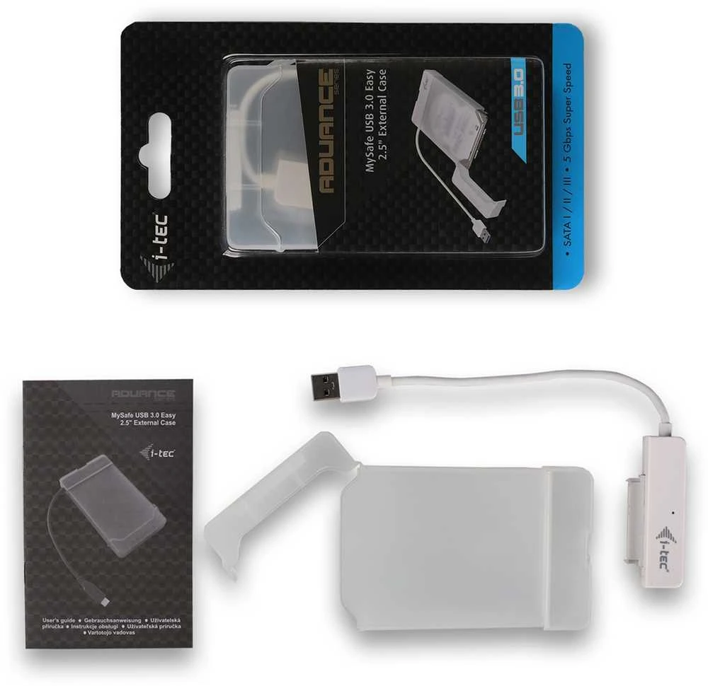 I-tec MYSAFEU314 saugojimo diskų korpusas 2.5" HDD / SSD aptvaras Balta