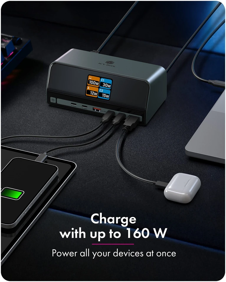 Carruzzo ICY BOX Heart Dock 2300 USB 3.2 Gen 2 (3.1 Gen 2) Type-C Antracitas