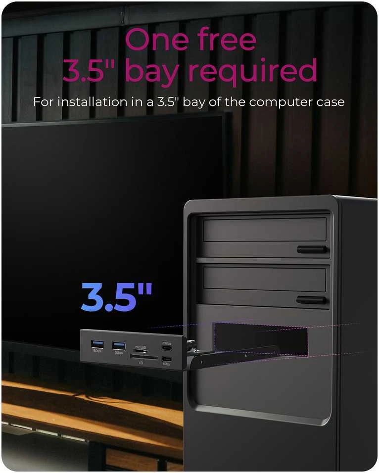 USB ŠAKOTĖLIS „Icy Box ICY BOX IB-HUB1419-i3“ Priekinis skydelis 3,5 lizdo įrenginiams