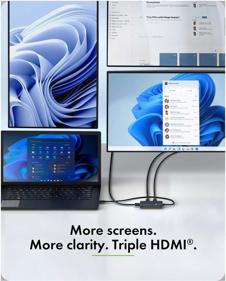 Icy Box USB-C šakotuvas su triguba HDMI jungtimi