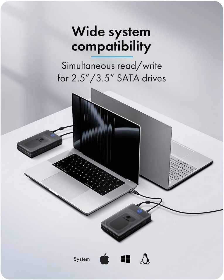 ICY BOX Externes Gehuse fr 2,5/3,5 SATA HDD /SSD, Host USB 3.2 Gen 1 bis 5 Gbps Type-C/-A