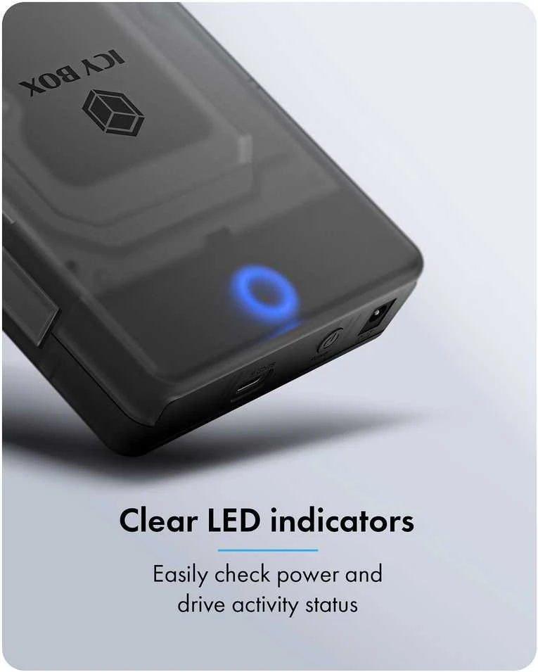 ICY BOX Externes Gehuse fr 2,5/3,5 SATA HDD /SSD, Host USB 3.2 Gen 1 bis 5 Gbps Type-C/-A