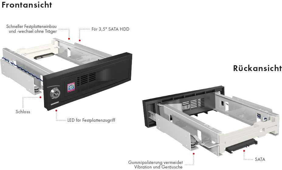 ICYBOX IB-168SK-B Icy Box Mobile Rack 5,25 skirtas 3,5 SATA HDD, juodas