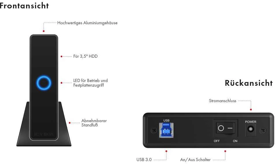 Icy Box Raidsonic | Išorinis korpusas 3,5" SATA HDD su USB 3.0 sąsaja ir UASP palaikymu | IB-377U3