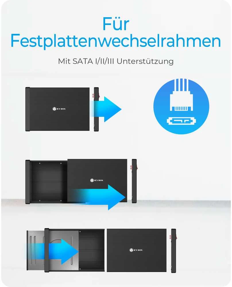 RaidSonic ICY BOX IB-525-U3 korpusas vienam 5,25 colio SATA įrenginiui – palaiko CD/DVD/Blu-ray