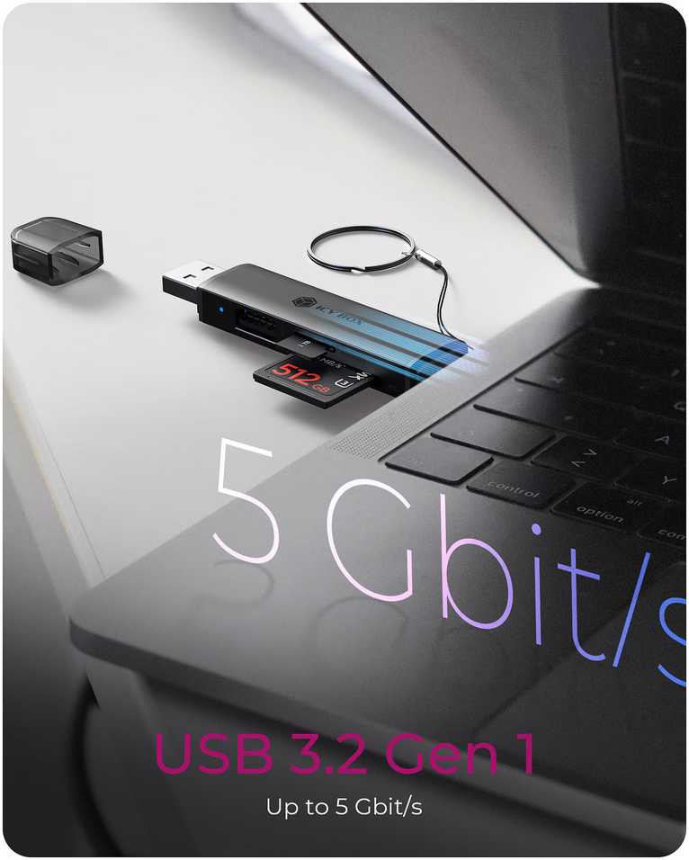 ICY BOX IB-CR203-CU3 3 viename USB 3.2 Gen 1 kortelių skaitytuvas