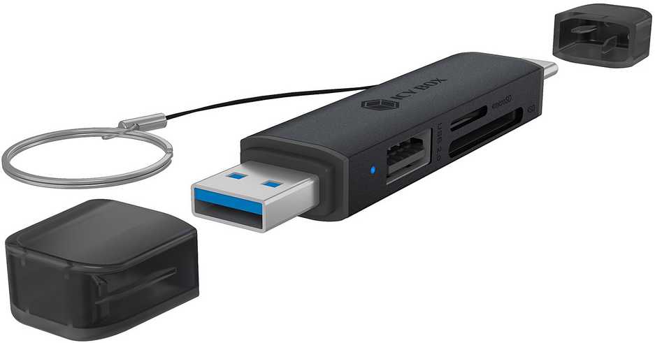 ICY BOX IB-CR203-CU3 3 viename USB 3.2 Gen 1 kortelių skaitytuvas