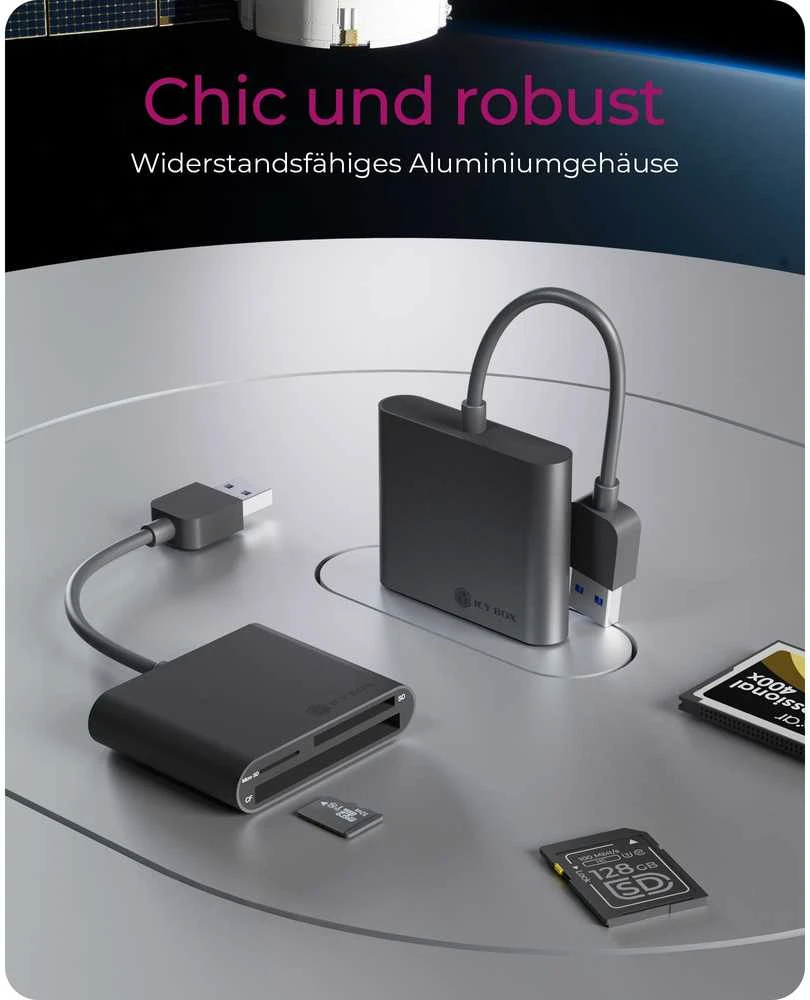ICYBOX IB-CR301-U3 Icy Box Išorinis kortelių skaitytuvas USB 3.0, CF, SD, Micro SD