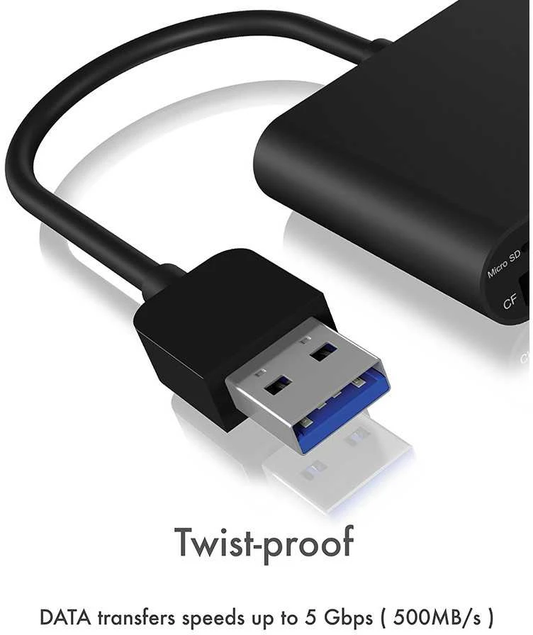 ICYBOX IB-CR301-U3 Icy Box Išorinis kortelių skaitytuvas USB 3.0, CF, SD, Micro SD