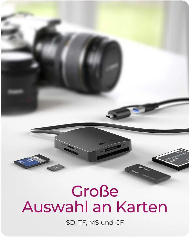 Icy Box Raidsonic 4-in-1 kortelių skaitytuvas su USB 3.2 Gen 1 Type-A + Type-C | IB-CR302-CU3