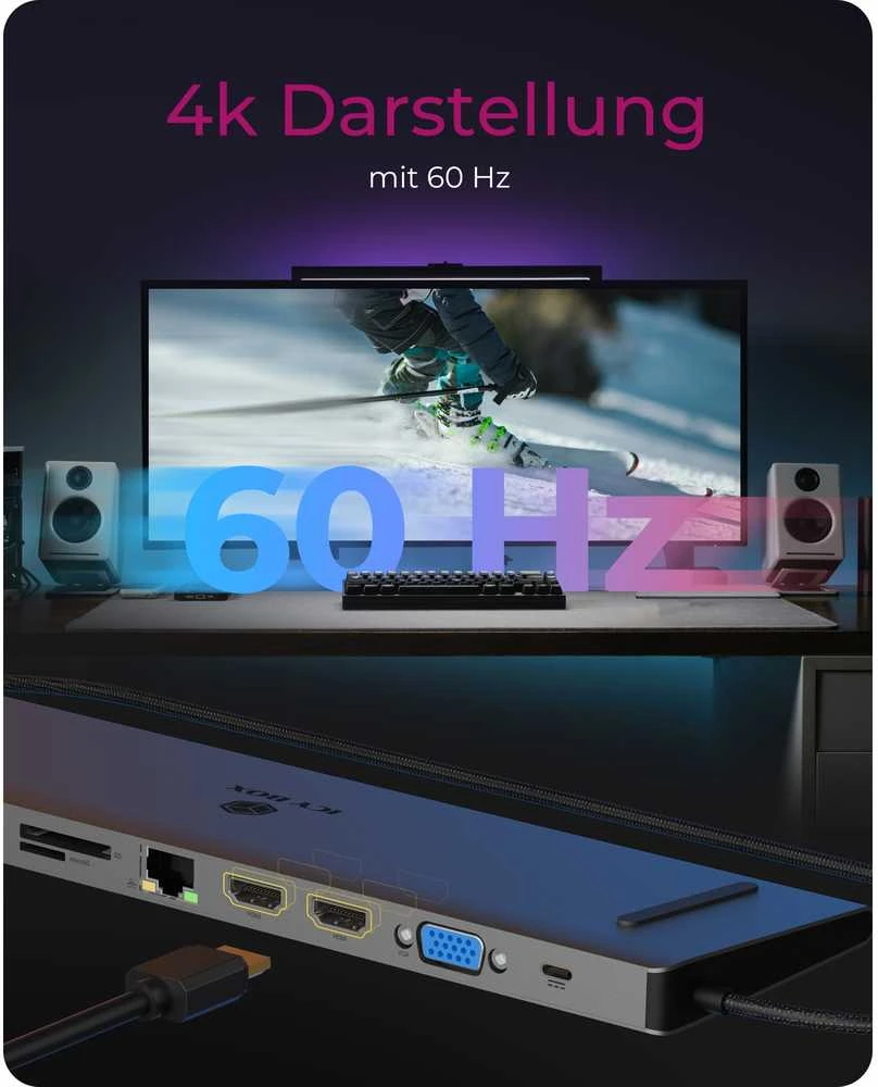 Icy Box Raidsonic prijungimo stotis | IB-DK2106a-CPD | Ethernet LAN (RJ-45) jungtys 1 | VGA (D-Sub) jungtys kiekis 1 | HDMI jungtys 2 kiekis