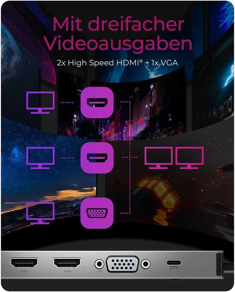 Icy Box Raidsonic prijungimo stotis | IB-DK2106a-CPD | Ethernet LAN (RJ-45) jungtys 1 | VGA (D-Sub) jungtys kiekis 1 | HDMI jungtys 2 kiekis