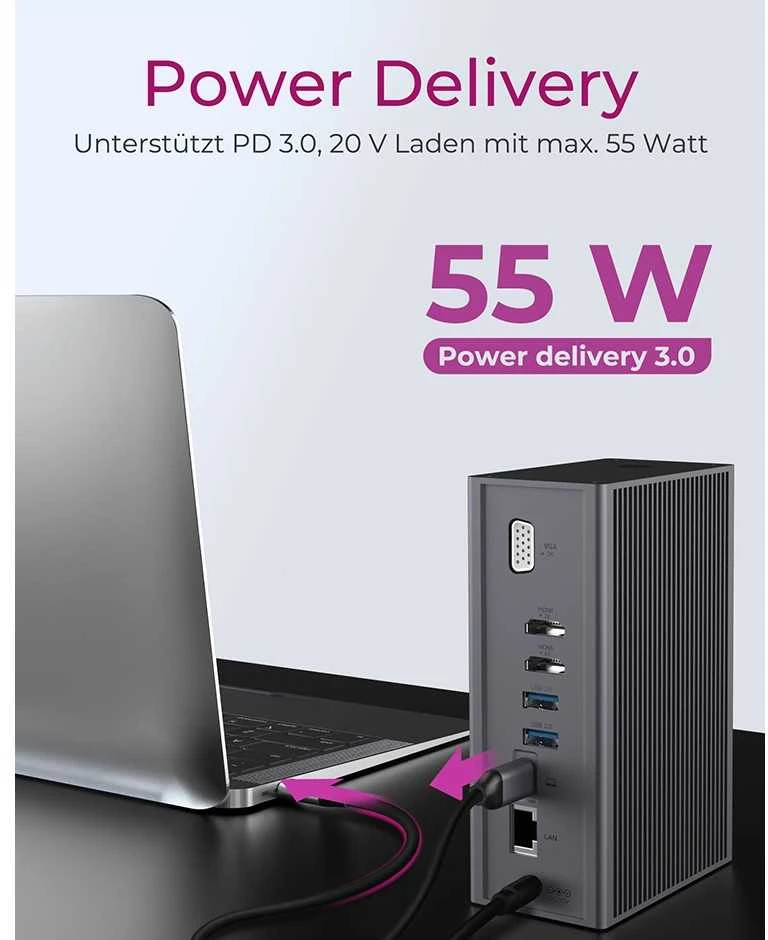 Raidsonic | Icy Box | IB-DK2262AC DockingStation | Dock | Ethernet LAN (RJ-45) jungtys 1 | VGA (D-Sub) jungtys quantity 1 | USB 3.0 (3.1 Gen 1) Type-C jungtys quantity 1 | USB 3.0 (3.1 Gen 1) jungtys quantity 3 | USB 2.0 jungtys quantity 3 | HDMI jungtys quantity 2 | Ethernet LAN | Garantija 24 mėn.