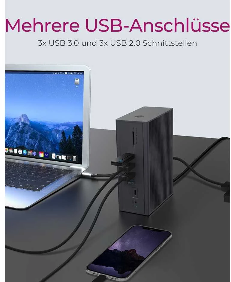 Raidsonic | Icy Box | IB-DK2262AC DockingStation | Dock | Ethernet LAN (RJ-45) jungtys 1 | VGA (D-Sub) jungtys quantity 1 | USB 3.0 (3.1 Gen 1) Type-C jungtys quantity 1 | USB 3.0 (3.1 Gen 1) jungtys quantity 3 | USB 2.0 jungtys quantity 3 | HDMI jungtys quantity 2 | Ethernet LAN | Garantija 24 mėn.