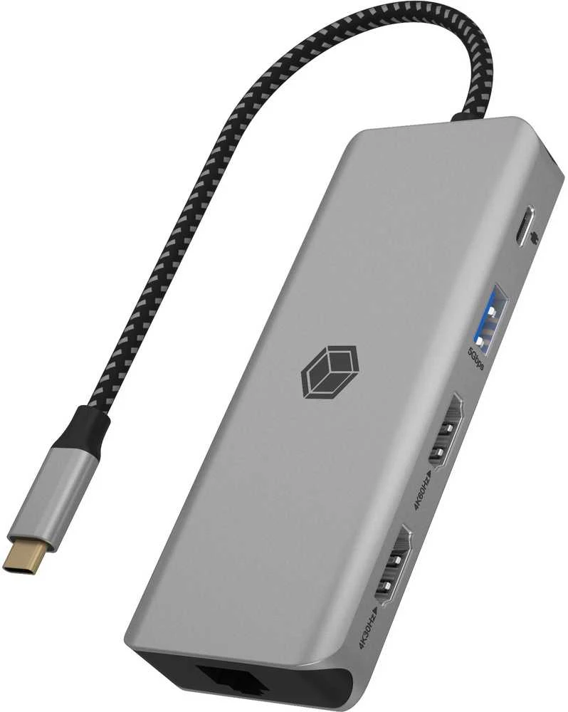 RAD ICY BOX IB-DK4012-CPD Vielinas USB 3.2 Gen 1 (3.1 Gen 1) Type-C Antracitas, Juoda