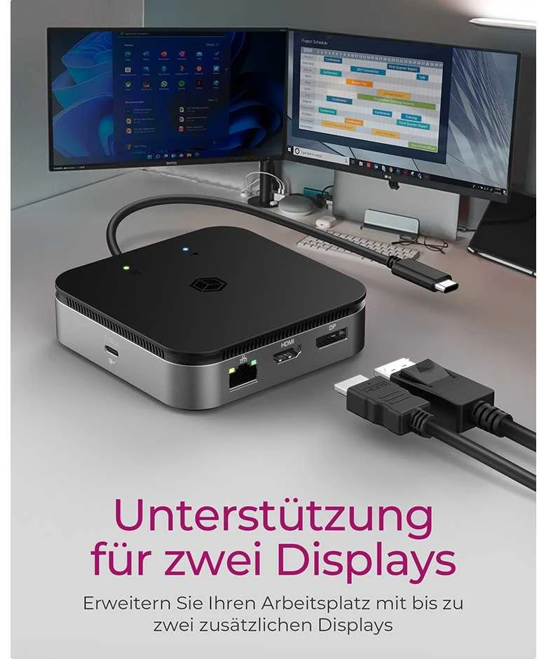 RaidSonic ICY BOX IB-DK408-C41 kelių prijungimo stotelė nešiojamiesiems kompiuteriams ir kompiuteriams