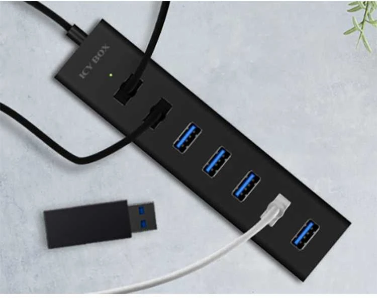 Icy Box RaidSonic ICYBOX IB-HUB1700-U3 7 prievadų šakotuvas su A tipo USB sąsaja ir maitinimo šaltiniu