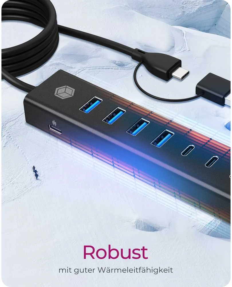 „Carruzzo ICY BOX IB-HUB1737-C3“ USB 3.2 Gen 1 (3.1 Gen 1) Type-C 5000 Mbit/s Juoda