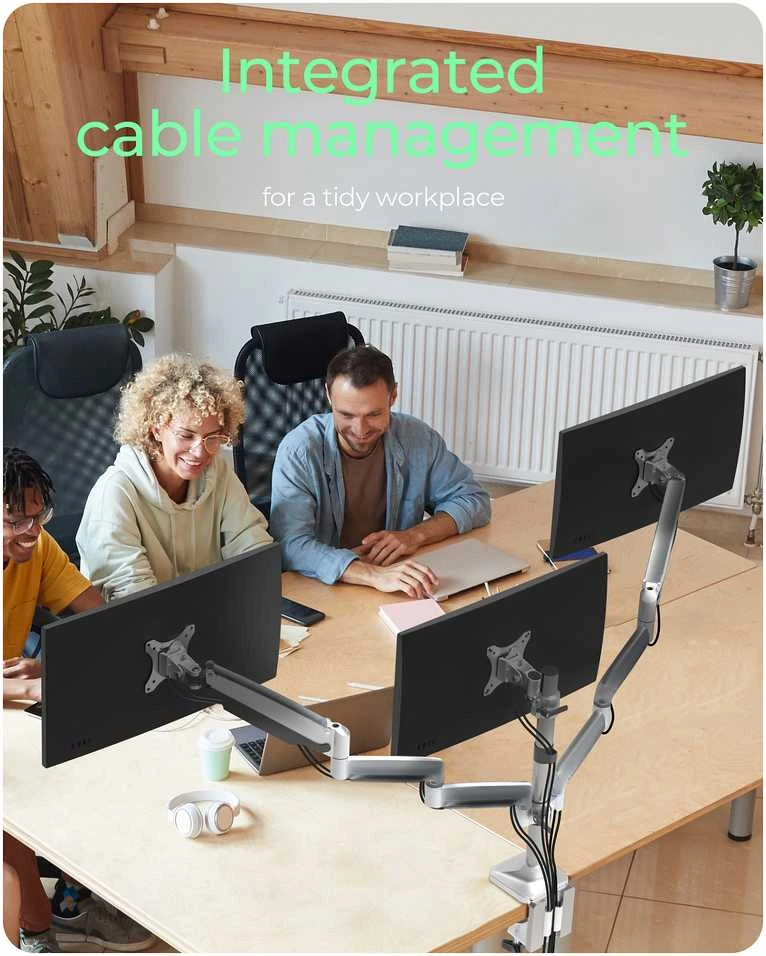 Laikiklis Icy Box Raidsonic Monitorius stovas su stalo laikikliu trims monitoriams IB-MS505-TI Desk Mount, 32", Sidabrinis/Juodas