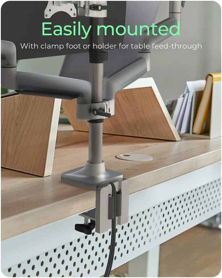 Laikiklis Icy Box Raidsonic Monitorius stovas su stalo laikikliu trims monitoriams IB-MS505-TI Desk Mount, 32", Sidabrinis/Juodas