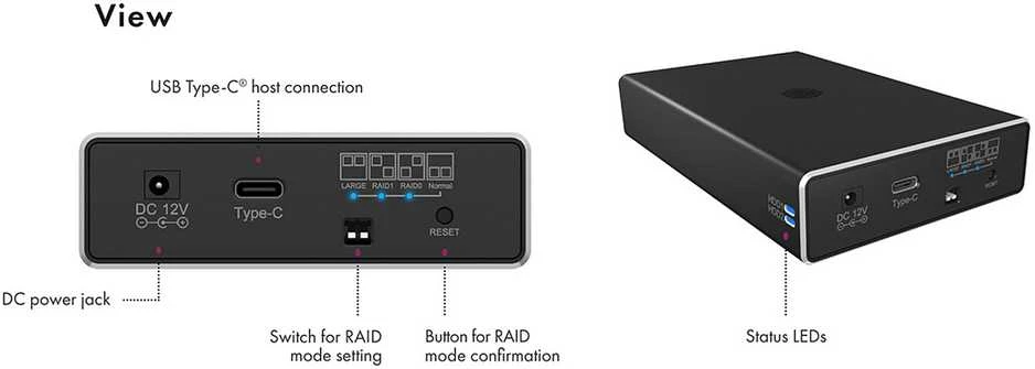 RaidSonic ICY BOX IB-RD2253-C31 išorinis RAID korpusas, skirtas 2x2,5 SATA I/II/III SSD ir HDD