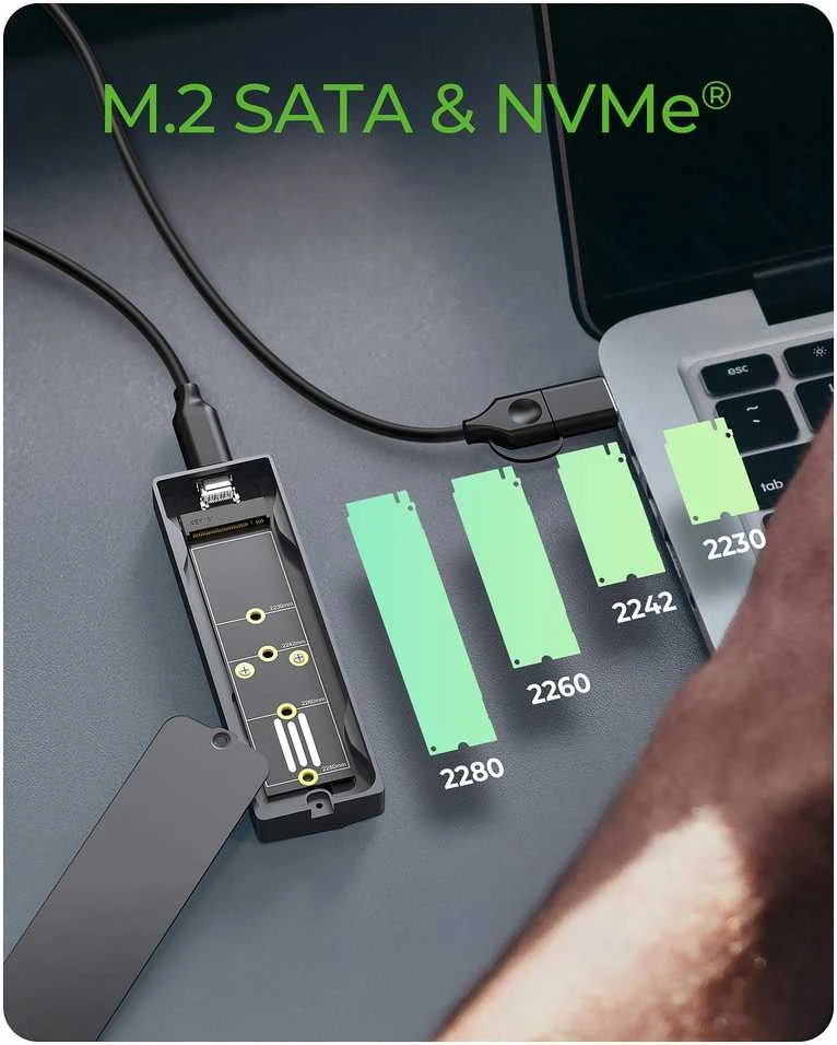 „Raidsonic Icy Box M.2 SATA/NVMe SSD“ korpusas su USB 3.2 Gen 2 Type-C ir RGB apšvietimu | Garantija IB-1826MCL-CU31 mėn.