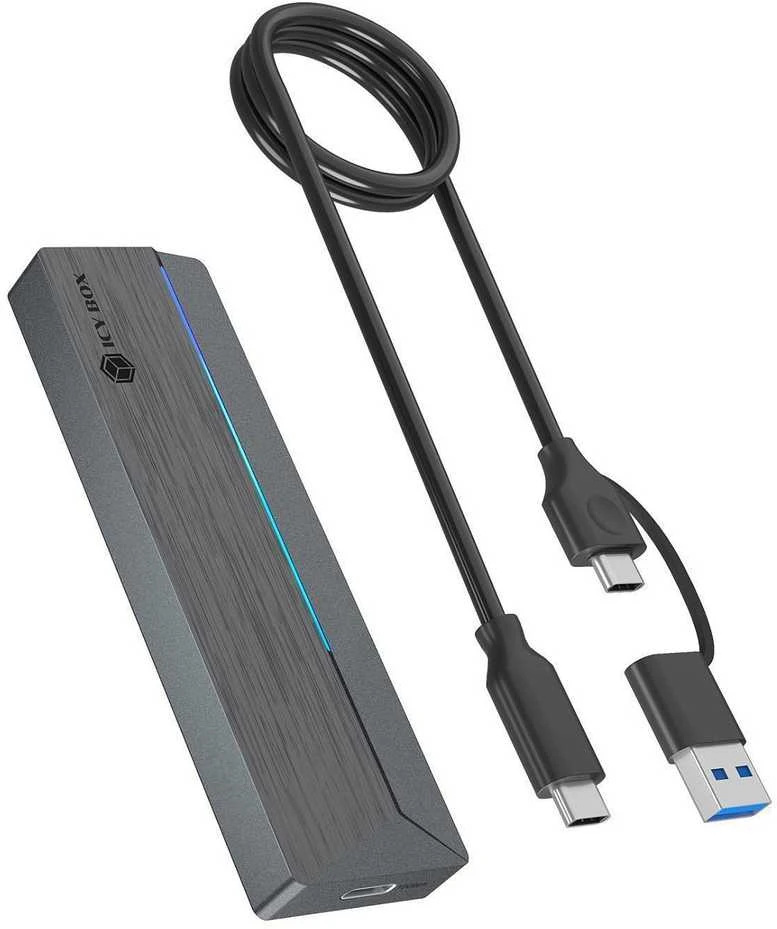 „Raidsonic Icy Box M.2 SATA/NVMe SSD“ korpusas su USB 3.2 Gen 2 Type-C ir RGB apšvietimu | Garantija IB-1826MCL-CU31 mėn.