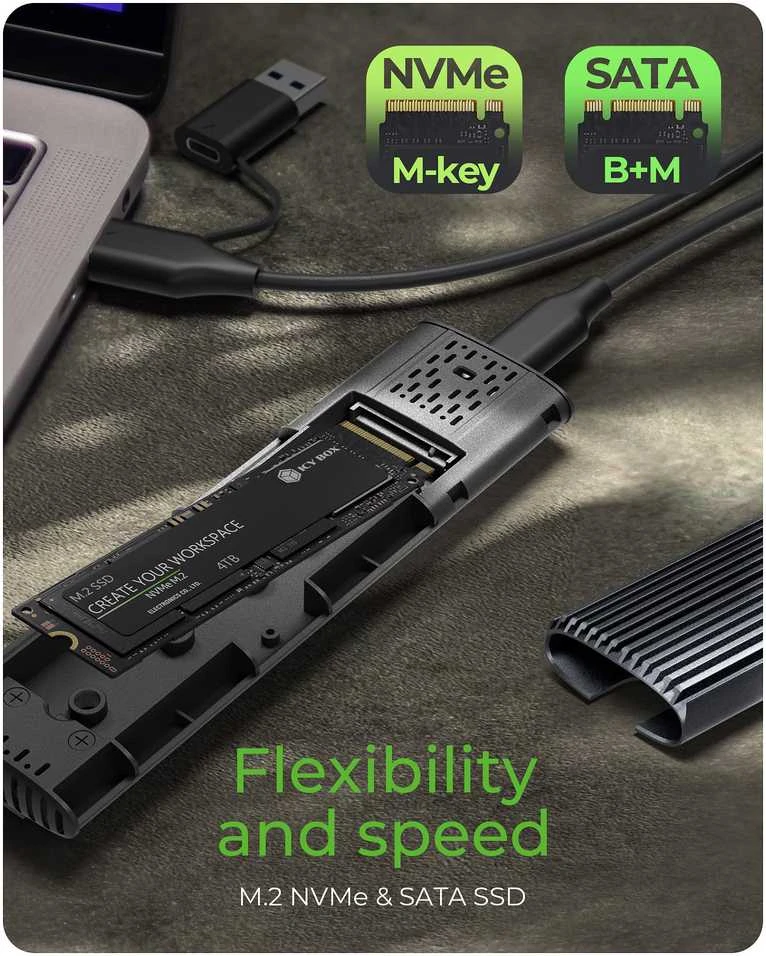 Icy Box Raidsonic | M.2 NVMe ir SATA SSD korpusas per USB Type-C | IB-1808MCT-CU31