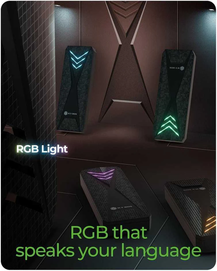 ICY BOX SSD korpusas su RGB apšvietimu