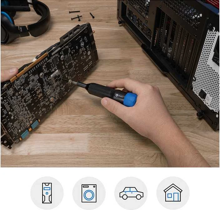 „iFixit Narwhal“ 6 viename atsuktuvas, užrakinamas, pasukamas dangtelis – juodas