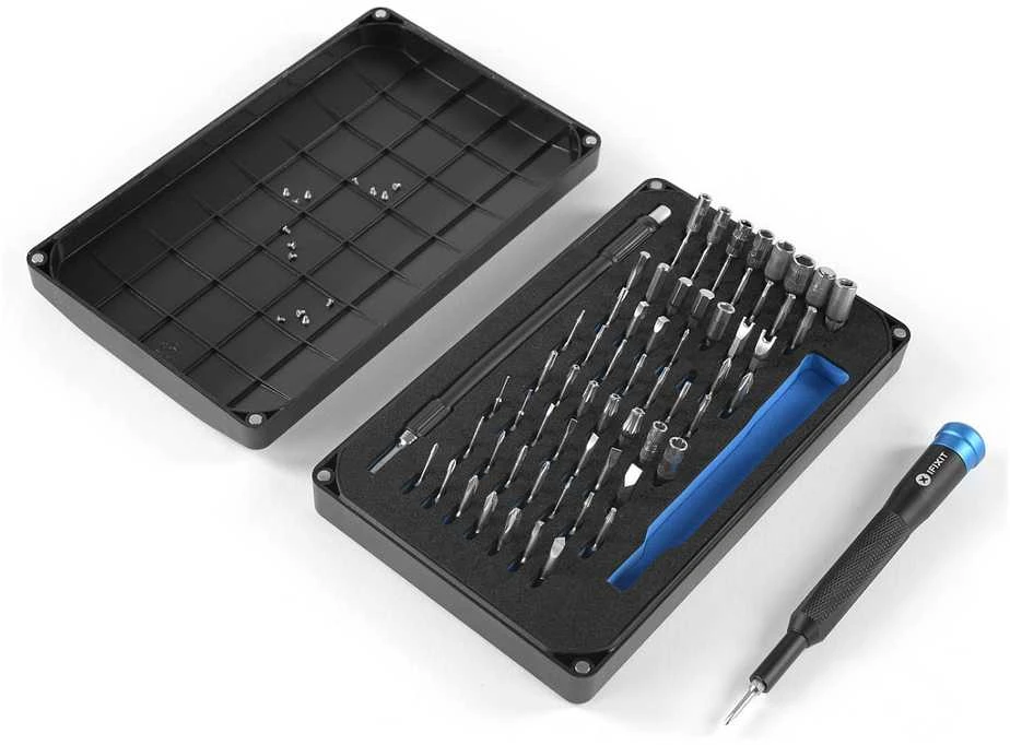 iFixit EU145307 - Įrankių rinkinys - Universalus - Atidarymo kirtiklis,Atsuktuvas,Spudger,Siurbtukas,Pincetas - Juodas,Mėlyna,Pilkas,Nerūdijantis plienas,Permatomas,Baltas - Plokščias,Apsauginis Torx,Veržliaraktis,Torx -3 pincetai