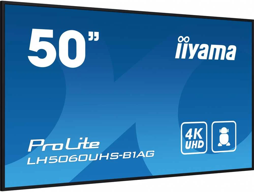 Monitorius „IIYAMA LH5060UHS-B1AG“ 50 colių 3840x2160 UHD IPS panelė „Haze 25perc 500cd/m2“ horizontaliai ir vertikaliai garsiakalbiai 2 x 10 W 3 x HDMI USB 2.0