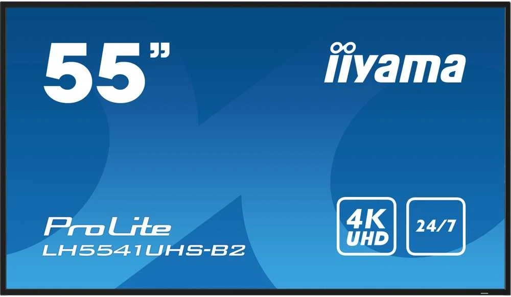 Monitorius IIYAMA LH5541UHS-B2 55 colių 3840 x 2160 4K UHD IPS skydelis 1 Precent Haze Landscape ir Portretas režimas Garsiakalbiai 2x 10W VGA 3x HDMI 500cd/m2