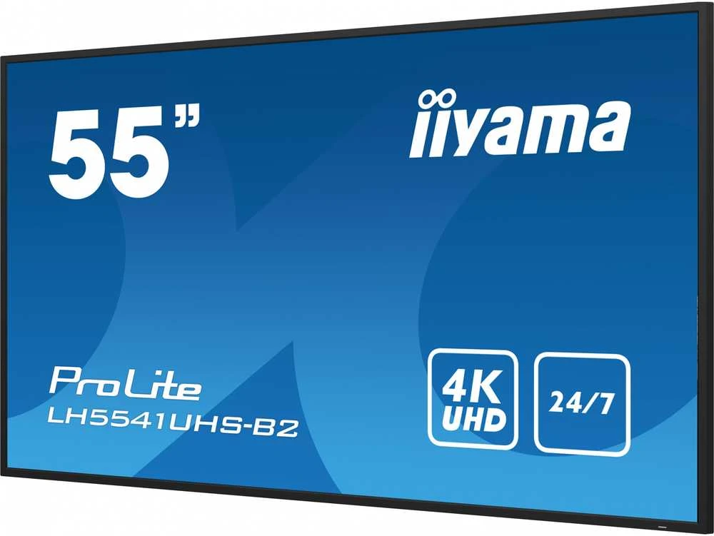 Monitorius IIYAMA LH5541UHS-B2 55 colių 3840 x 2160 4K UHD IPS skydelis 1 Precent Haze Landscape ir Portretas režimas Garsiakalbiai 2x 10W VGA 3x HDMI 500cd/m2