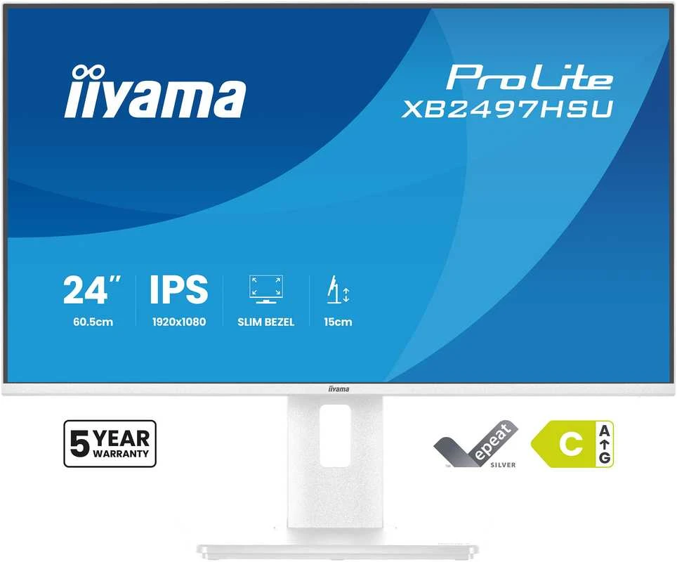 Monitorius „iiyama ProLite XB2497HSU-W1“ – 120 Hz | „Full HD“ | IPS | 23,8 colio | 4 ms | USB-C