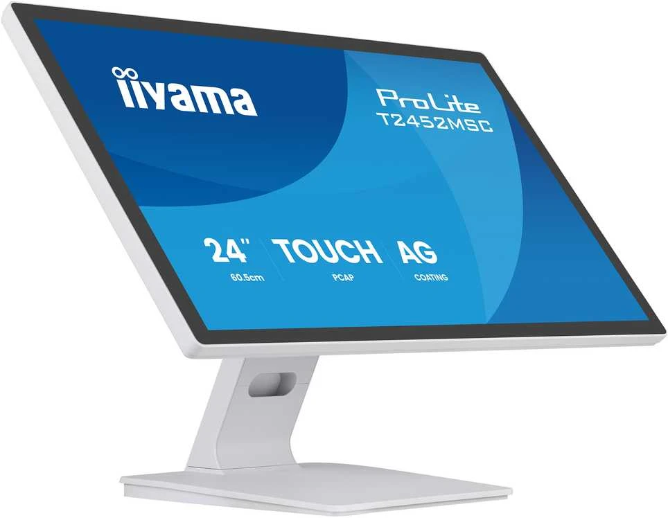 „iiyama T2452MSC-W2AG“ kompiuterio monitorius, 61 cm (24 colių), 1920 x 1080 pikselių, „Full HD“ LED jutiklinis ekranas, Baltas