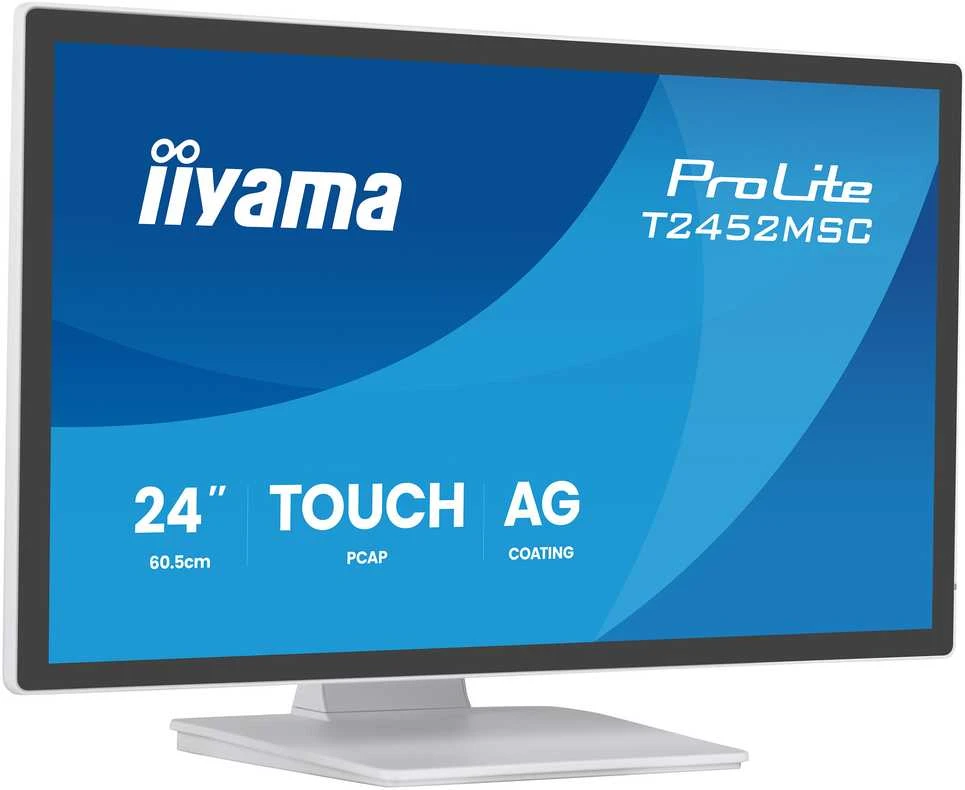 „iiyama T2452MSC-W2AG“ kompiuterio monitorius, 61 cm (24 colių), 1920 x 1080 pikselių, „Full HD“ LED jutiklinis ekranas, Baltas