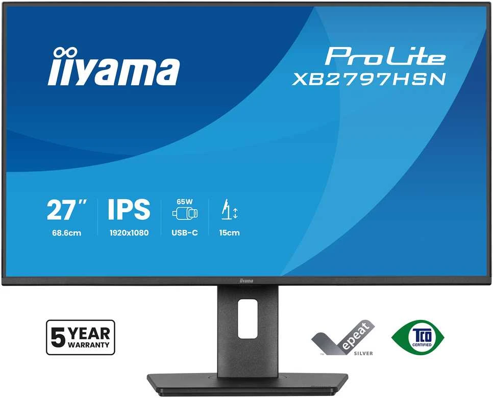 „iiyama XB2797HSN-B1 ProLite“ 27 colių „Full HD IPS“ USB-C prijungimo LAN monitorius