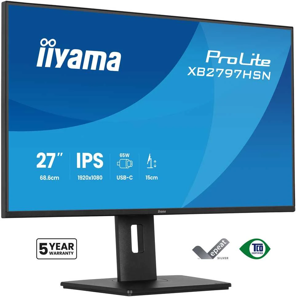 „iiyama XB2797HSN-B1 ProLite“ 27 colių „Full HD IPS“ USB-C prijungimo LAN monitorius