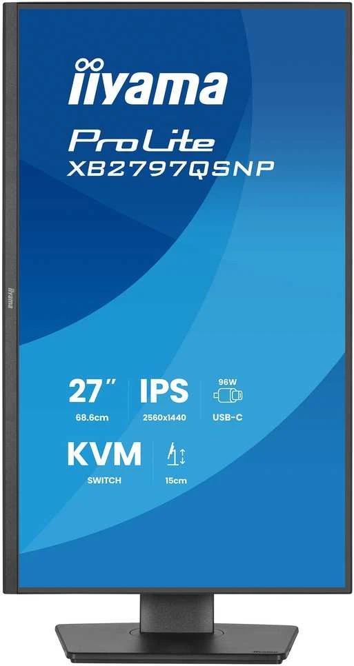 Monitorius iiyama XB2797QSNP-B1 27" QHD IPS USB-C Docking KVM LAN