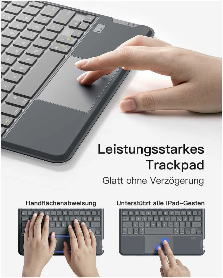 Carruzzo Įdiegta klaviatūra „iPad 11“ „iPad 10th Gen. Com. QWERTZ“ baterija
