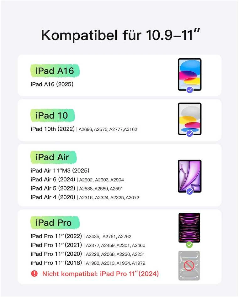 inateck Klaviatūra iPad 11 iPad Air 4/5Gen Com. QWERTZ žalias