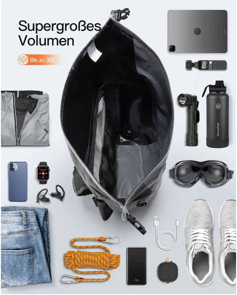 Inateck dviračio kuprinė 30 l talpos vandeniui atspari, poliesterio, pilka-juoda, BP06003