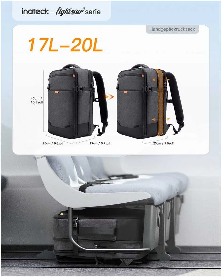 Carruzzo Inateck BP03006 kuprinė Kelioninė kuprinė Juoda