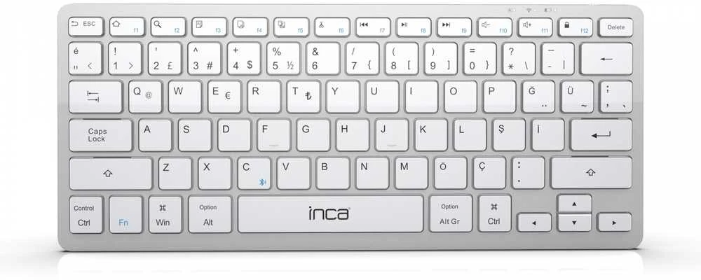 Nezatříděno INCA Klaviatūra IBK-565BT BT 5.0, Smart, Akku 150Std, 8-10m sidabrinis