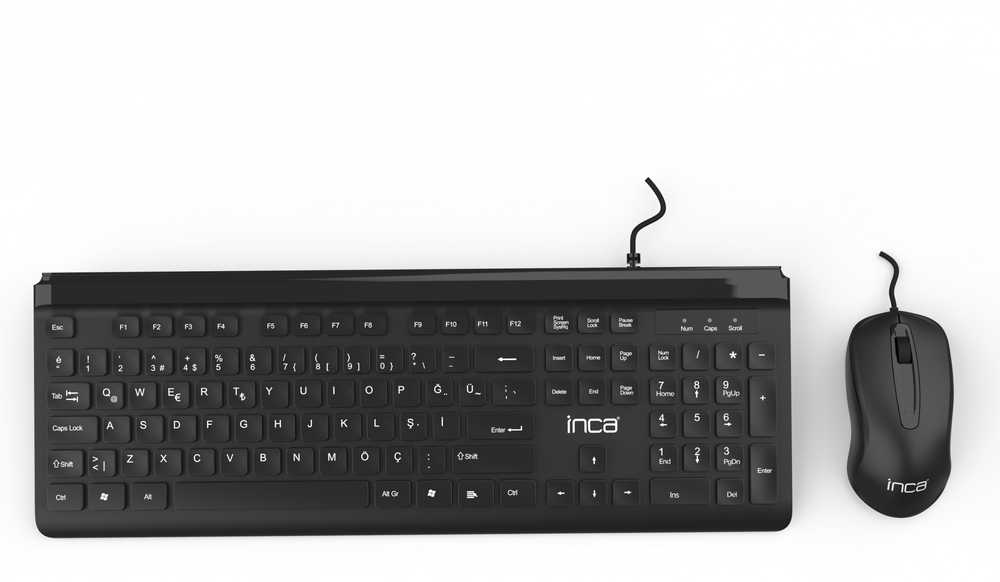 Klaviatūra Incase INCA Tas+Maus Ergonomisch/1000DPI/3Tasten/Silent 1.45m sw retail