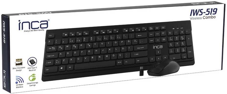 Klaviatūra ir pelė Inca INCA klaviatūra IWS-519 Wireless Set, Multimedia, Slim, SW retail