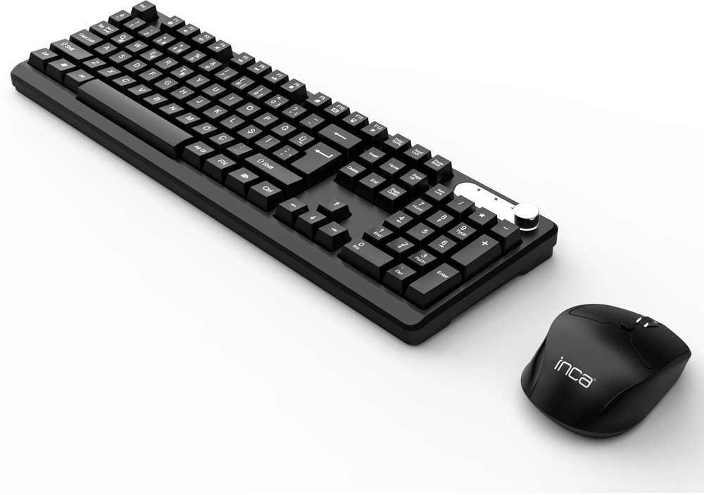 Klaviatūra ir pelė Inca INCA Klaviatūra IWS-549U Wireless Set Design biurowy Akumuliatorius SW retail