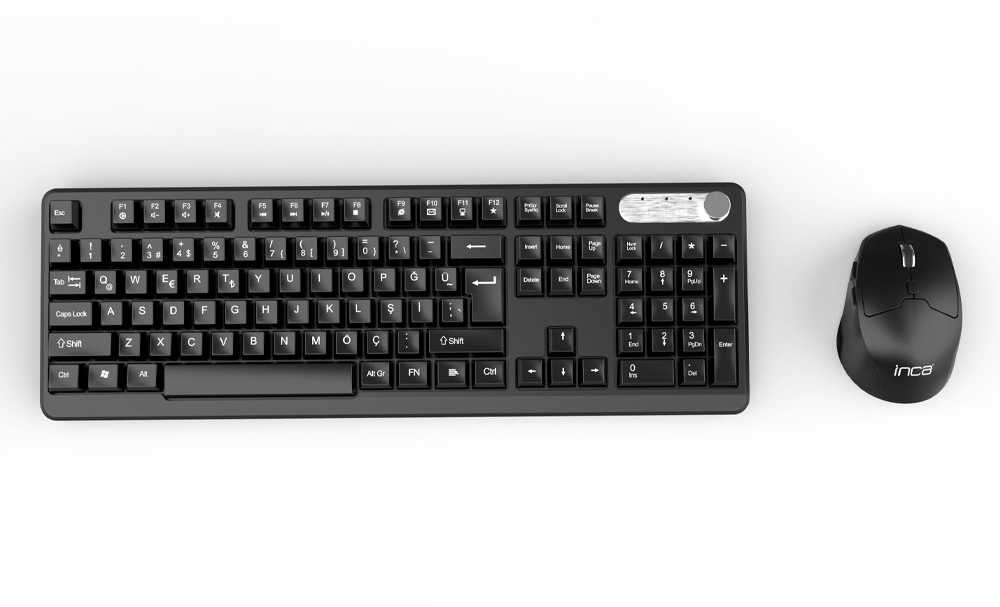 Klaviatūra ir pelė Inca INCA Klaviatūra IWS-549U Wireless Set Design biurowy Akumuliatorius SW retail